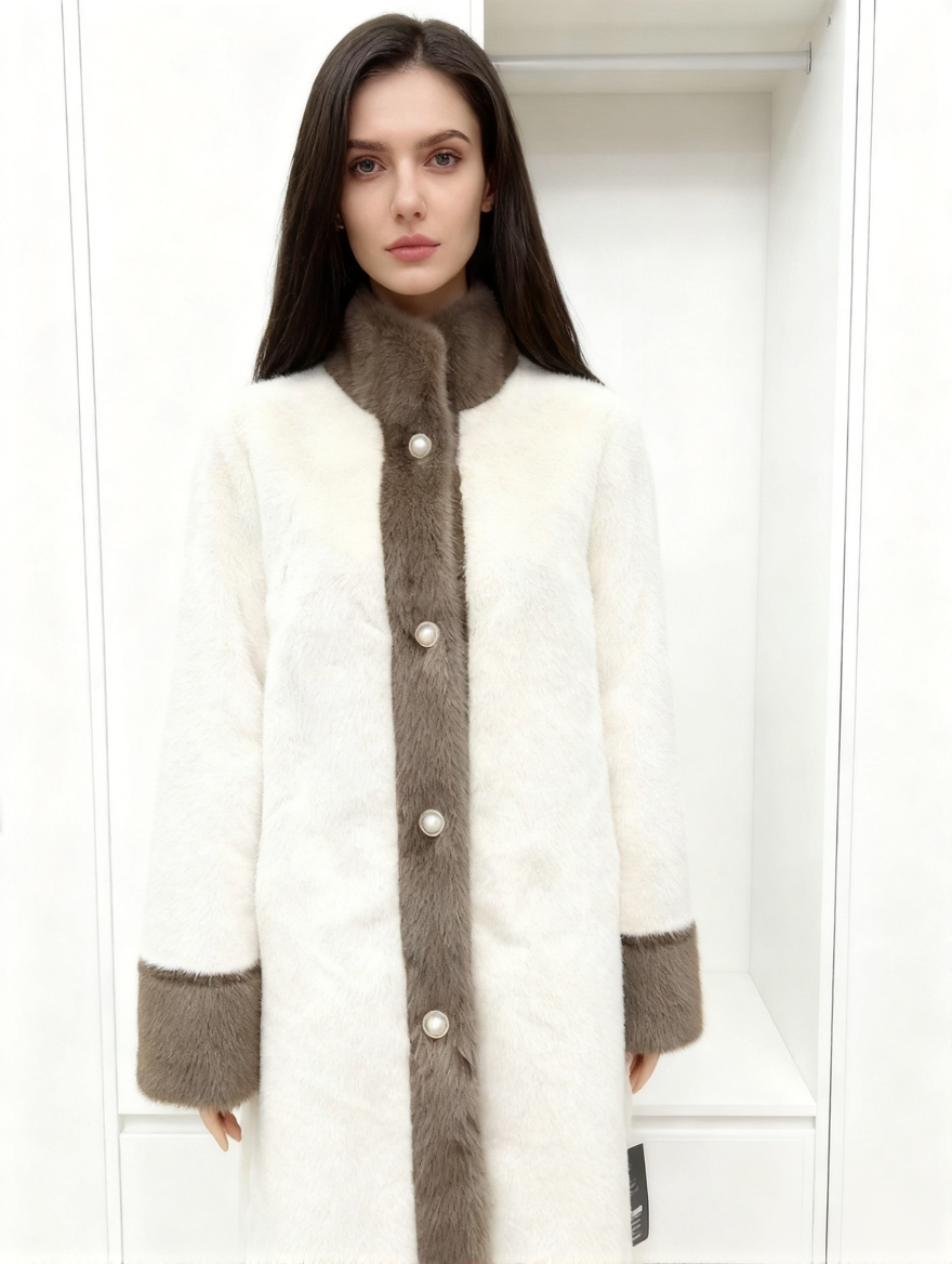 Női luxus műbársony középhosszú kabát