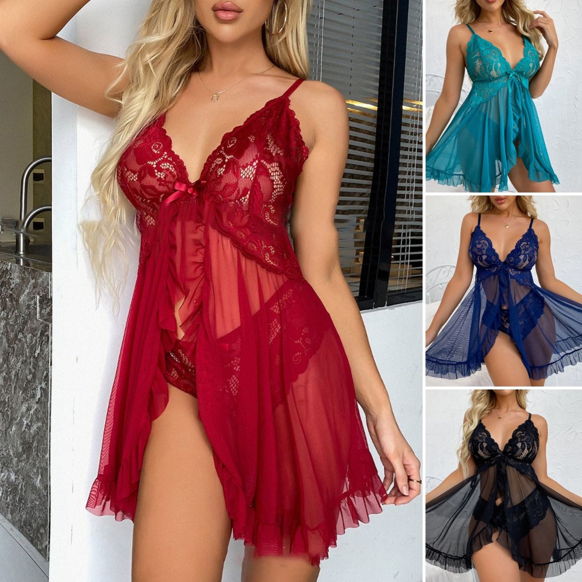 【S-3XL】 Szexi csipkés Push Up fehérnemű