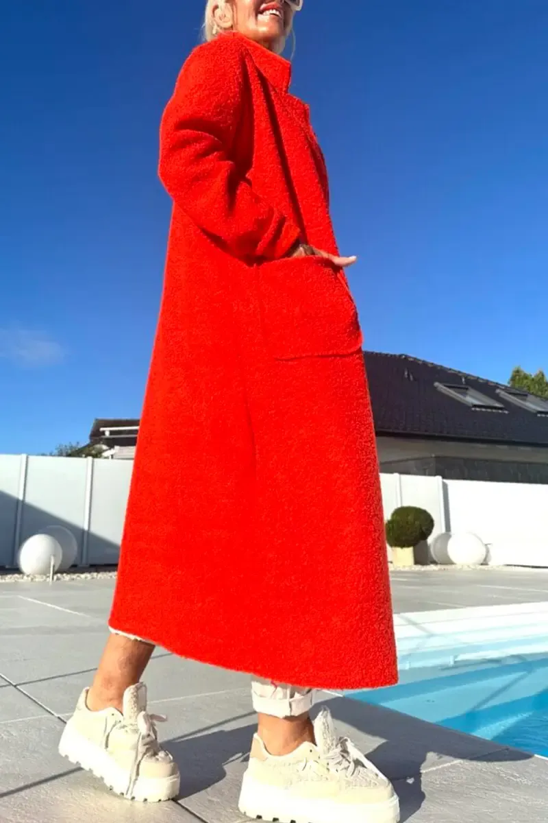 Női állógalléros plüss temperamentumos hétköznapi kabát