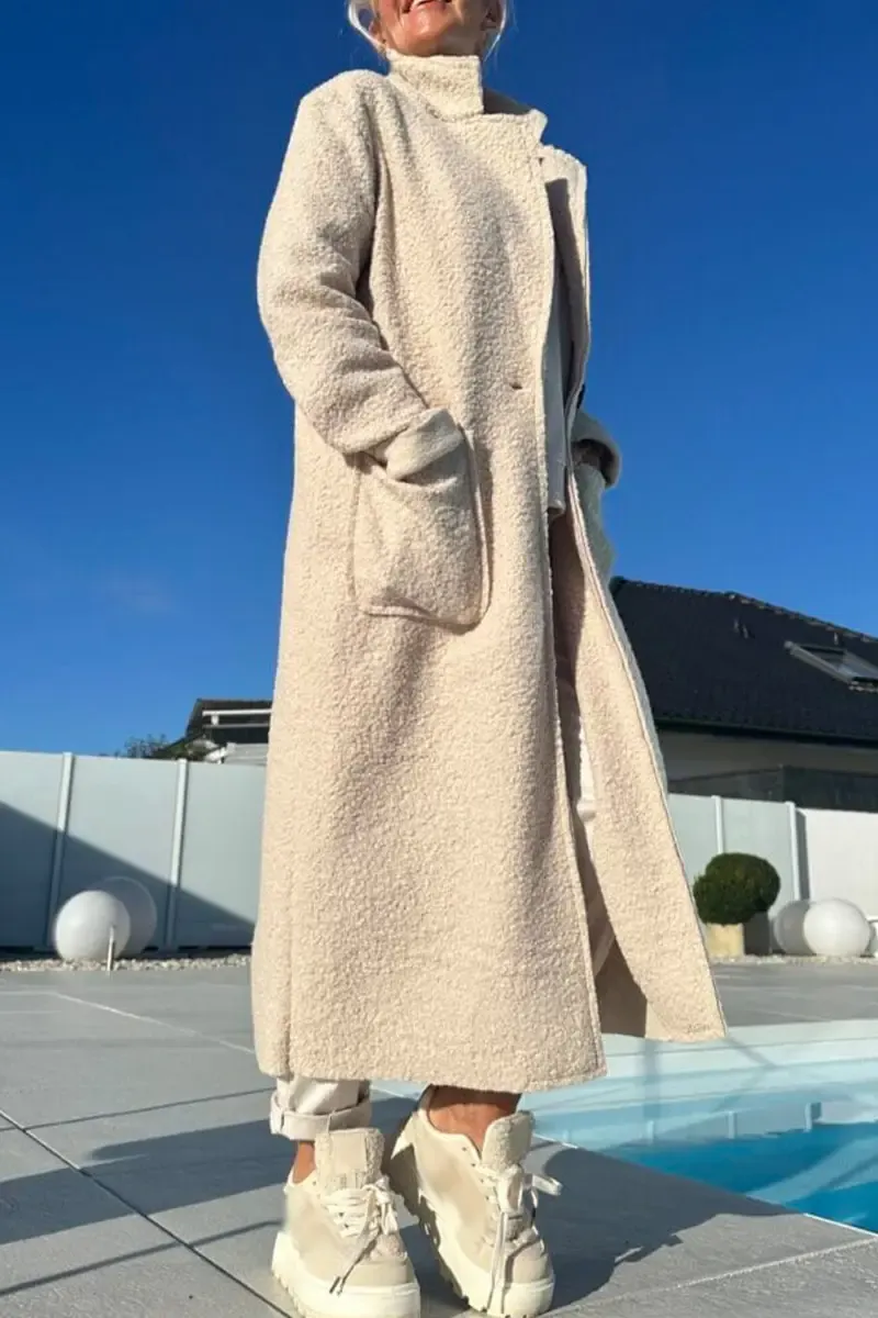 Női állógalléros plüss temperamentumos hétköznapi kabát