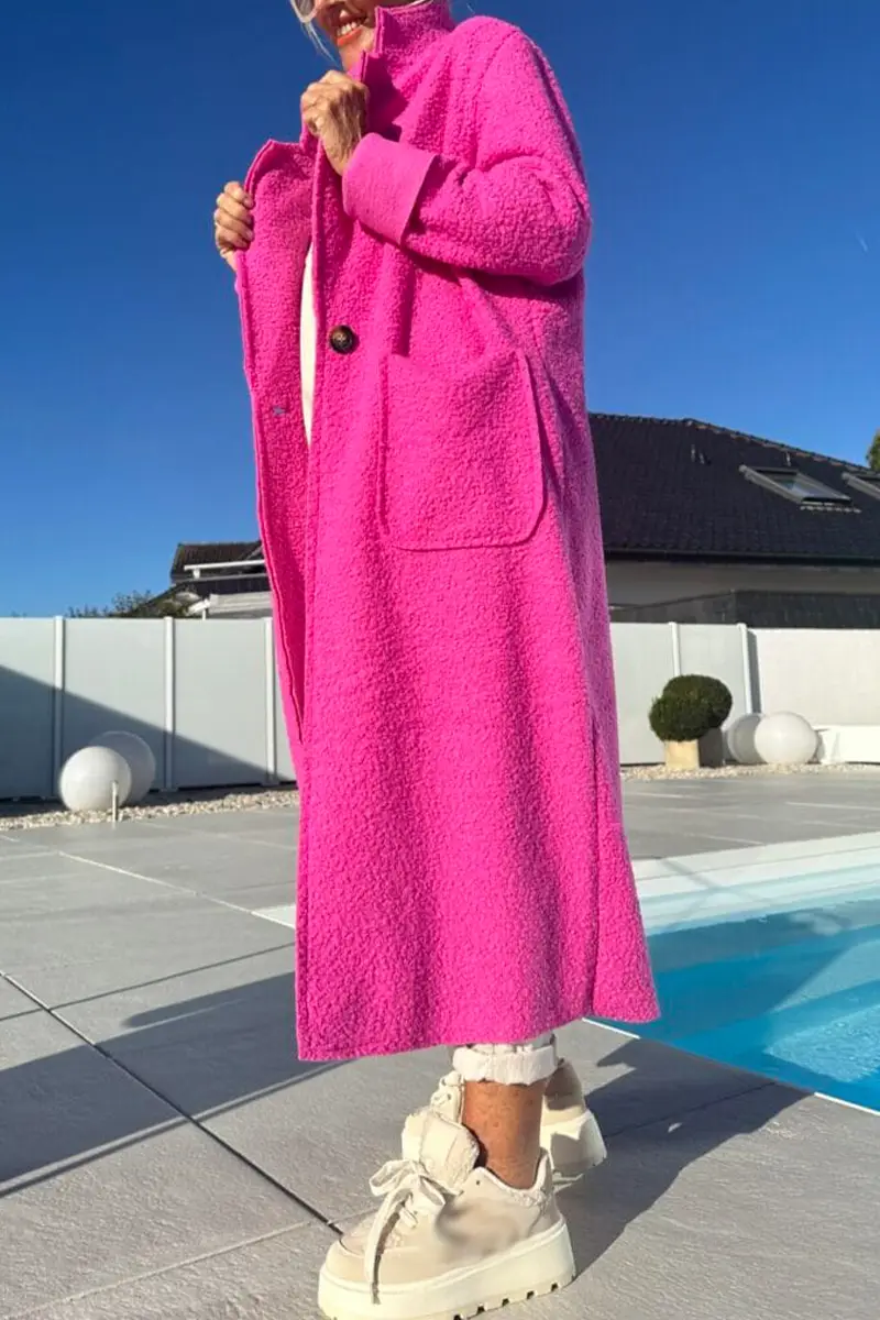 Női állógalléros plüss temperamentumos hétköznapi kabát