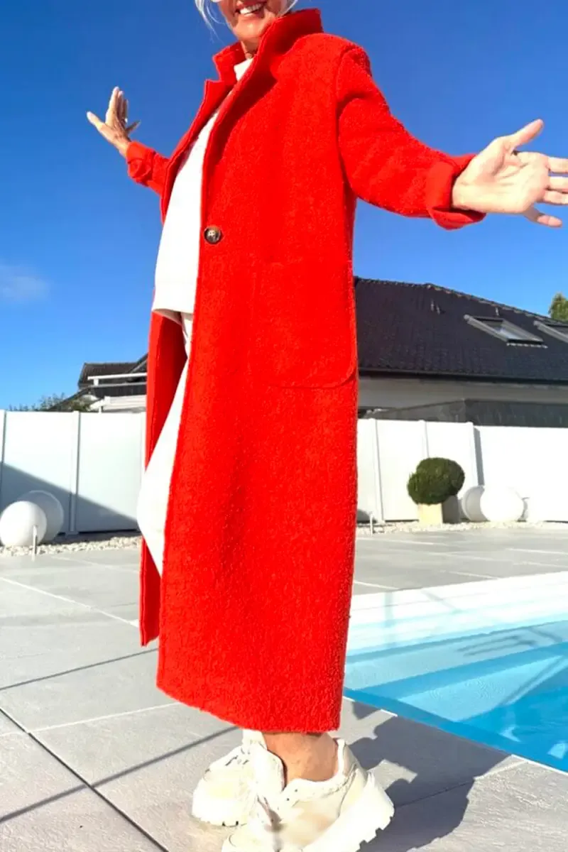 Női állógalléros plüss temperamentumos hétköznapi kabát