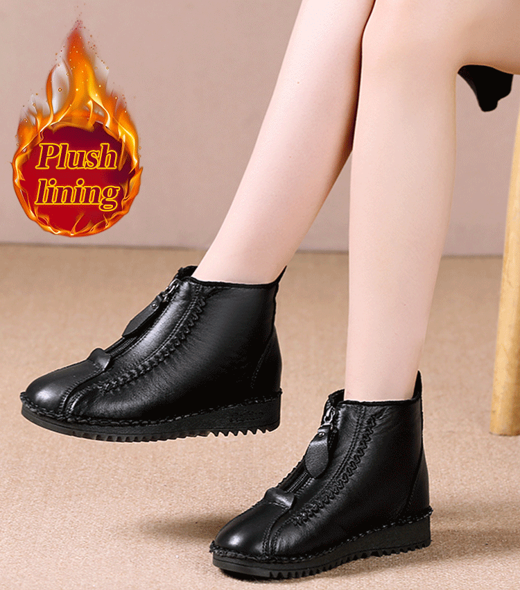 【35-42】Jesień i zima, miękkie podeszwy, damskie krótkie buty zapinane na zamek, modne i wygodne