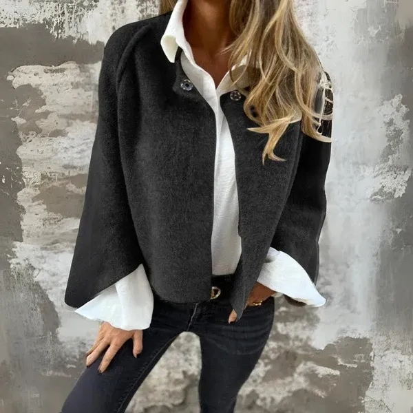 Laza, rövidített kasmír hosszú ujjú kabát