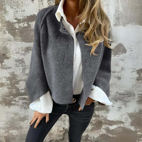 Laza, rövidített kasmír hosszú ujjú kabát