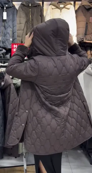 Női modern divatos hosszú kapucnis kabát