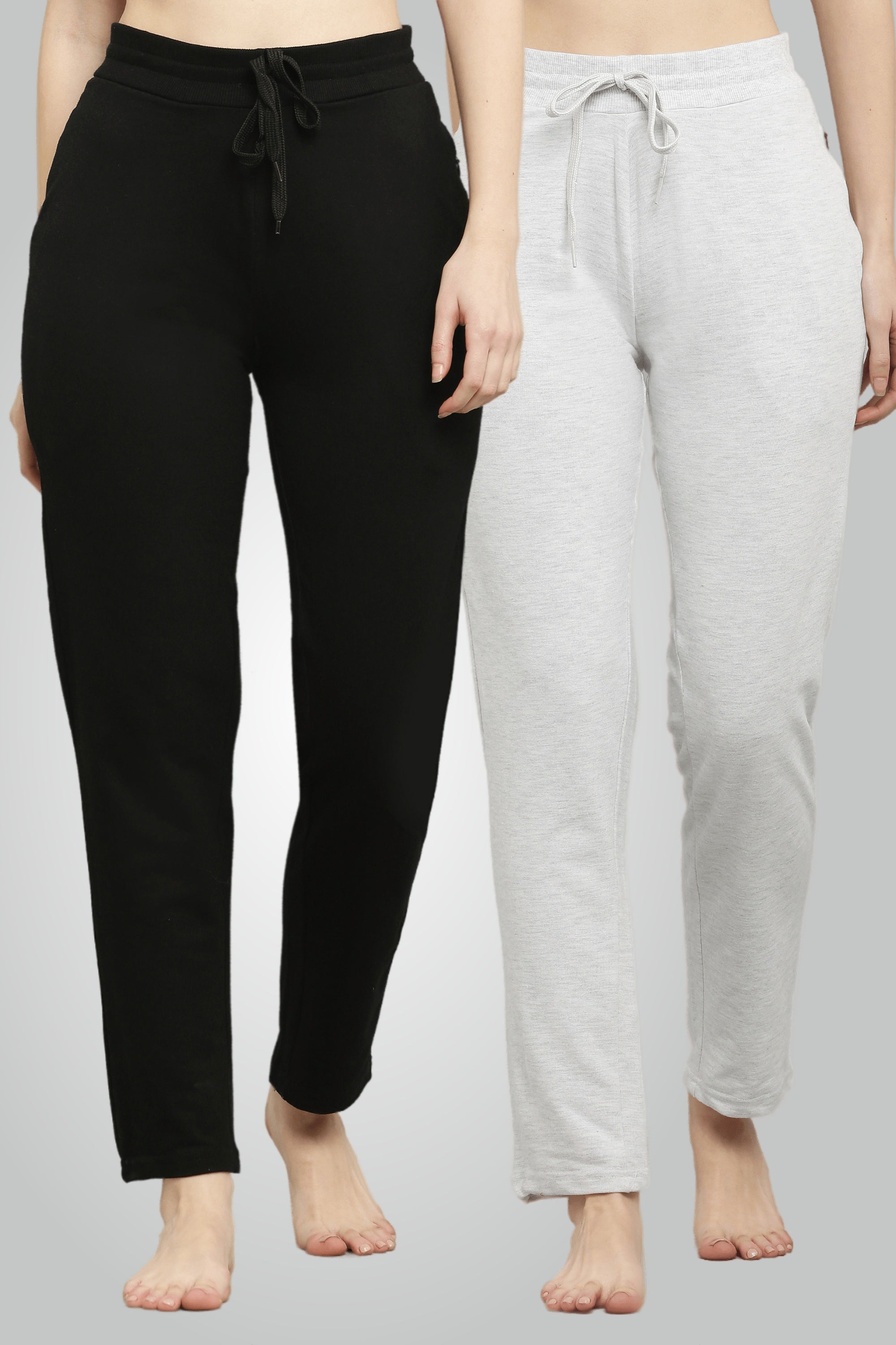 Fekete-melange szürke, fésült pamut úszónadrág nőknek