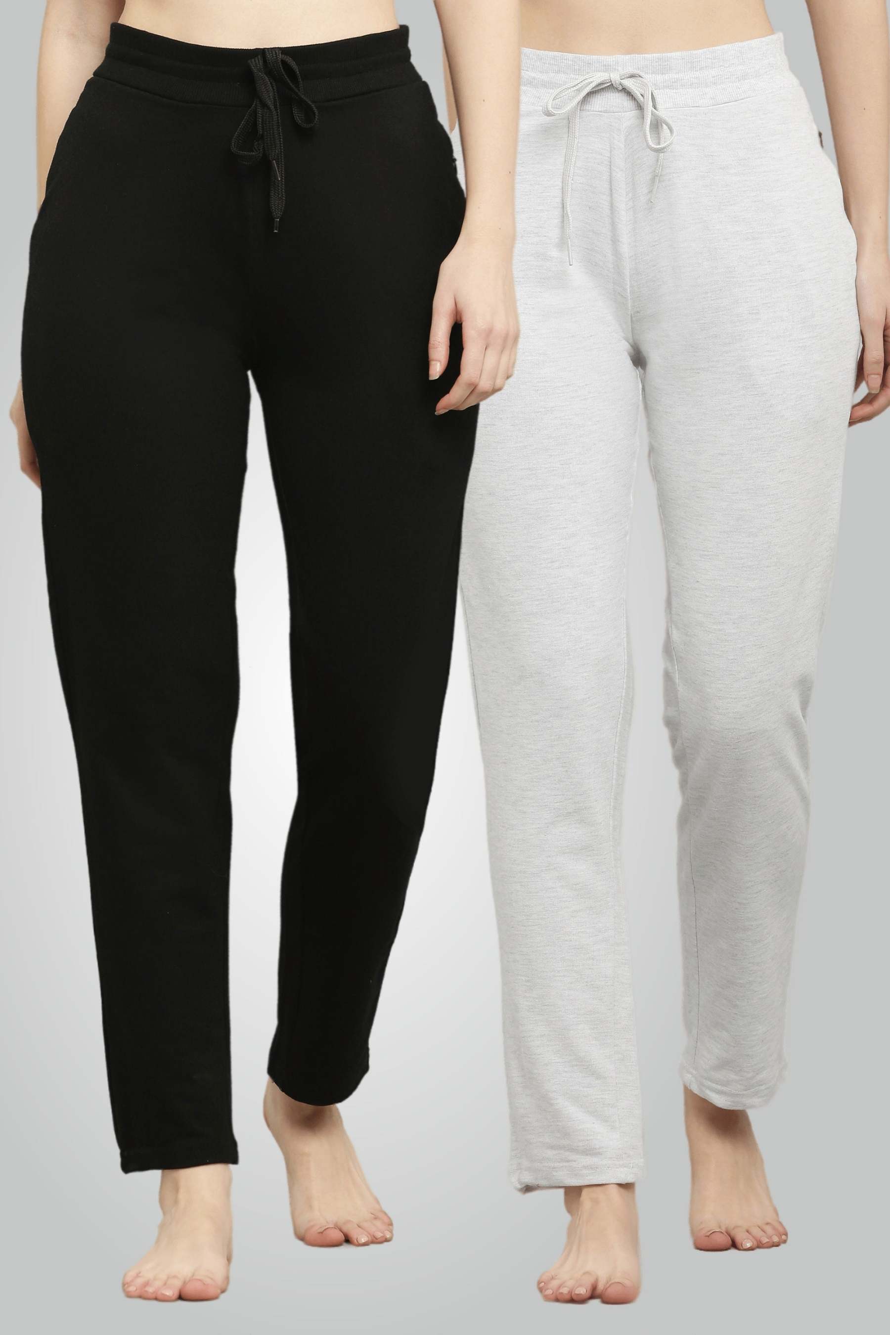 Fekete-melange szürke, fésült pamut úszónadrág nőknek