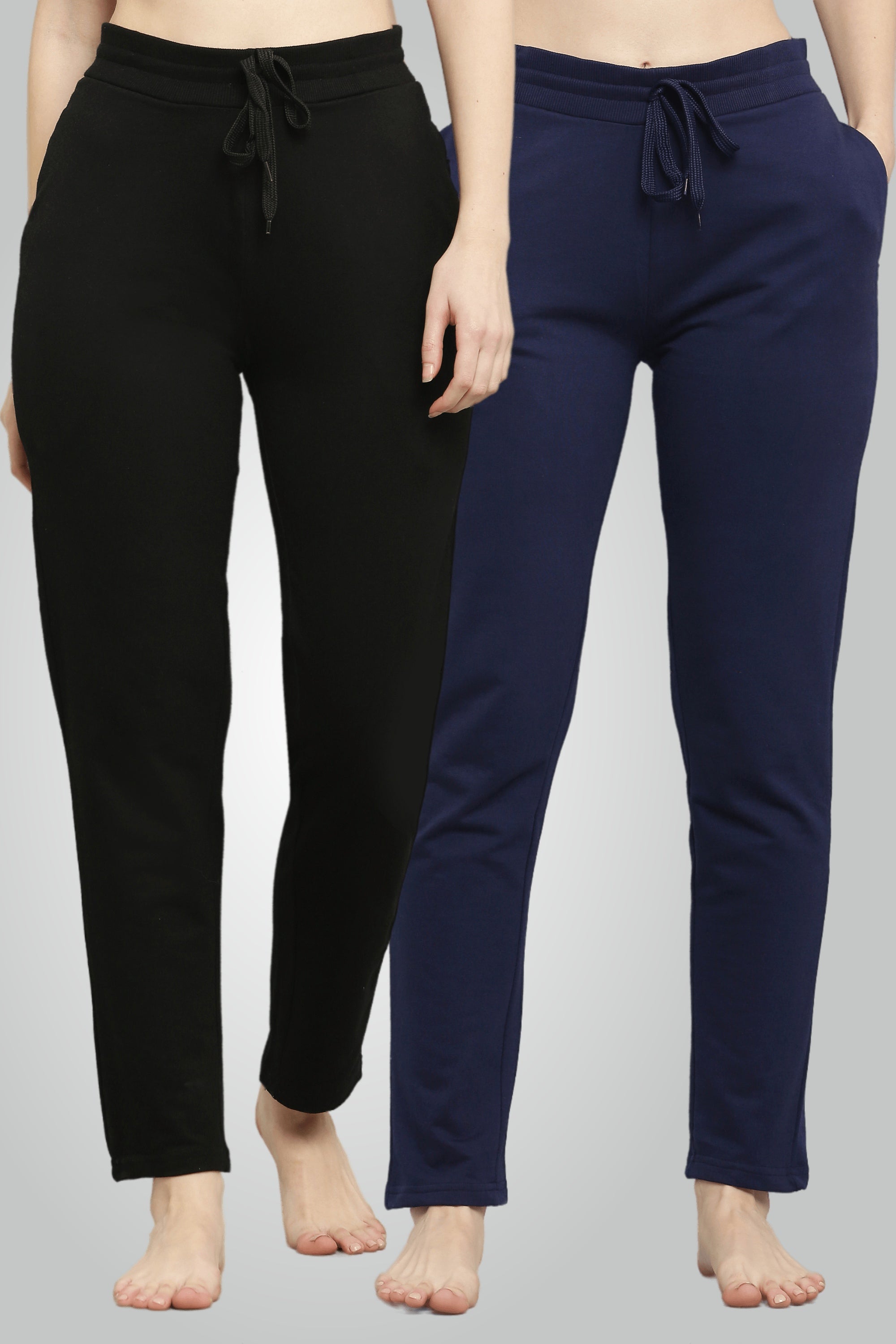 Fekete-tengerkék fésült pamut úszónadrág nőknek