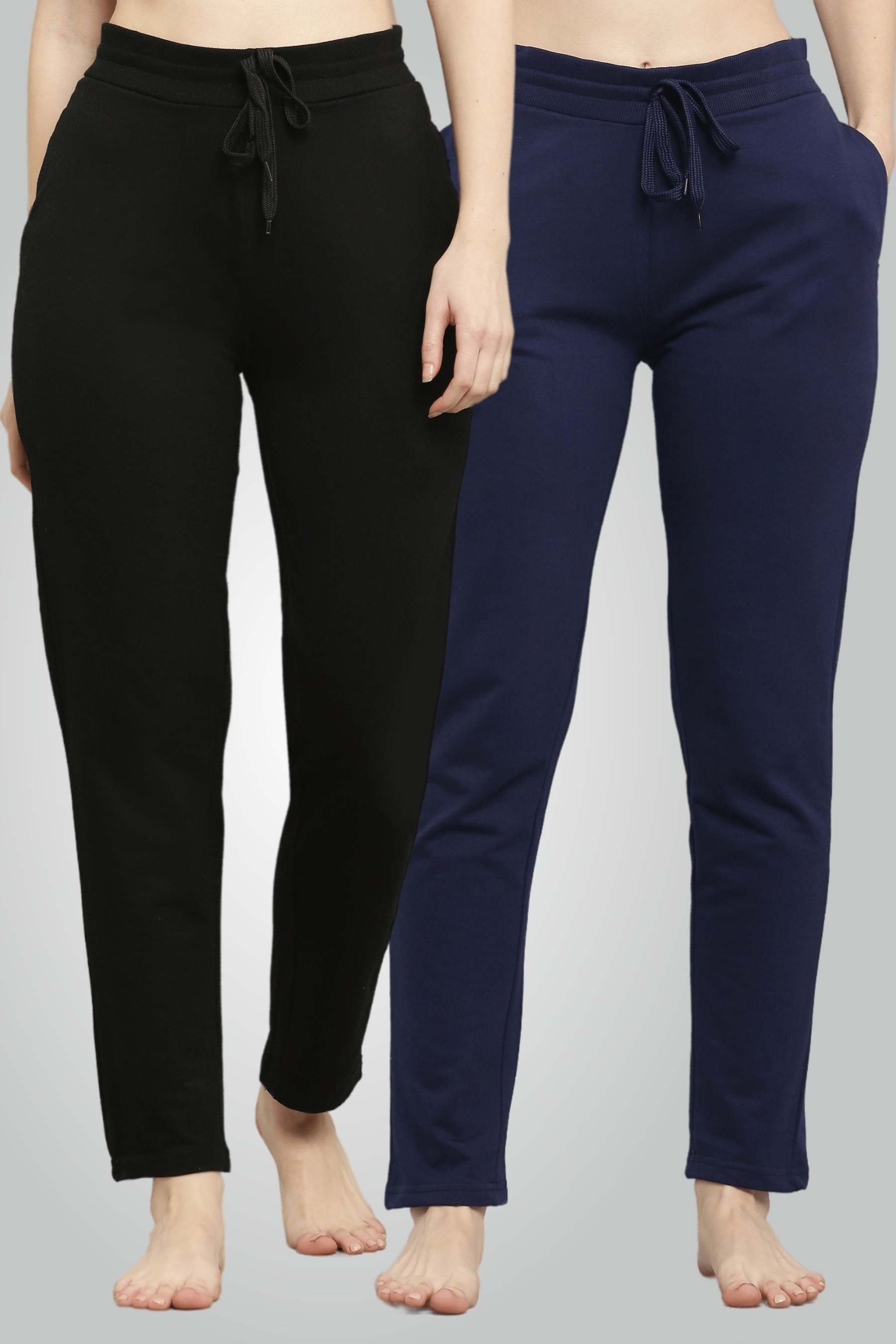 Fekete-tengerkék fésült pamut úszónadrág nőknek