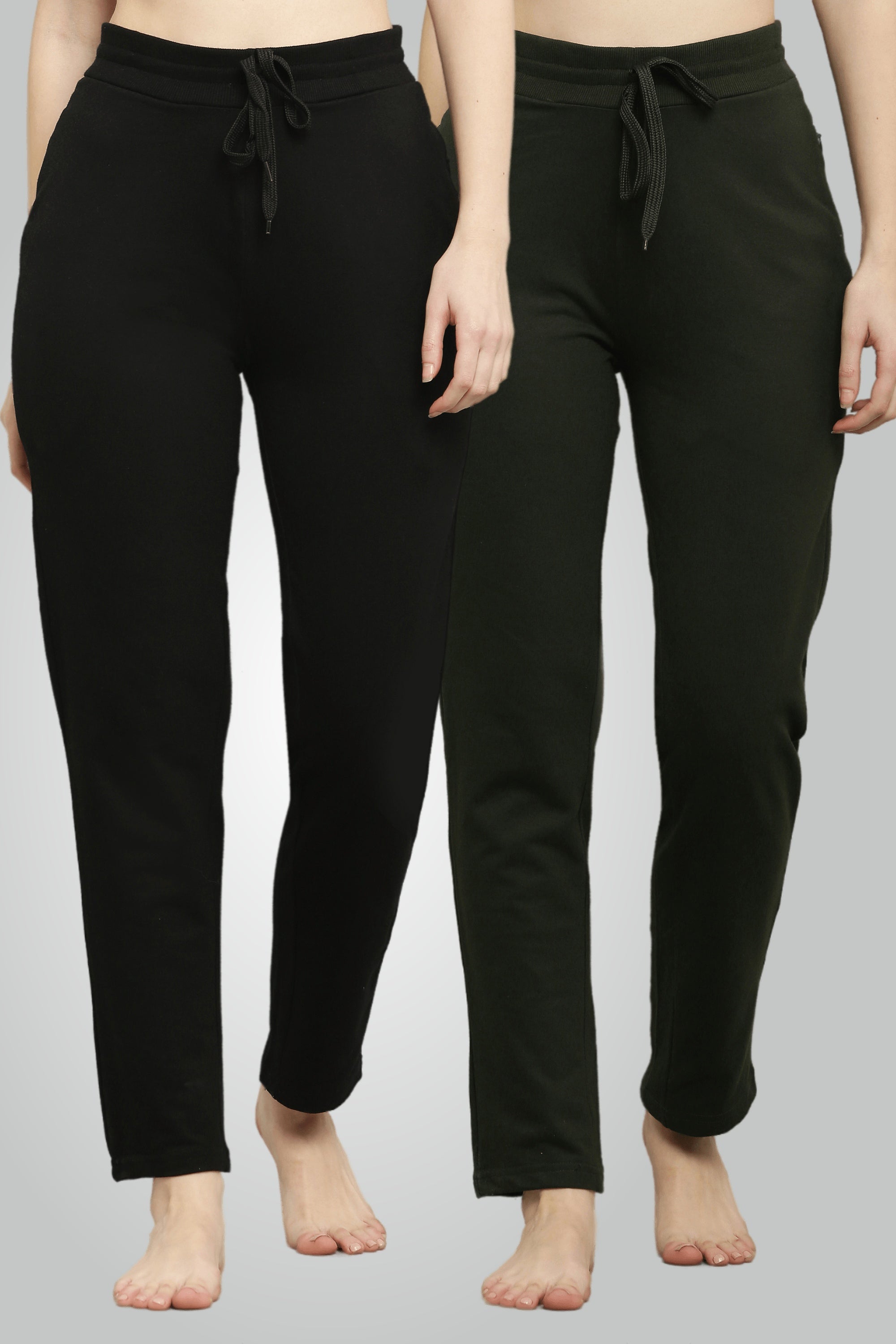 Fekete-olívazöld fésült pamut úszónadrág nőknek