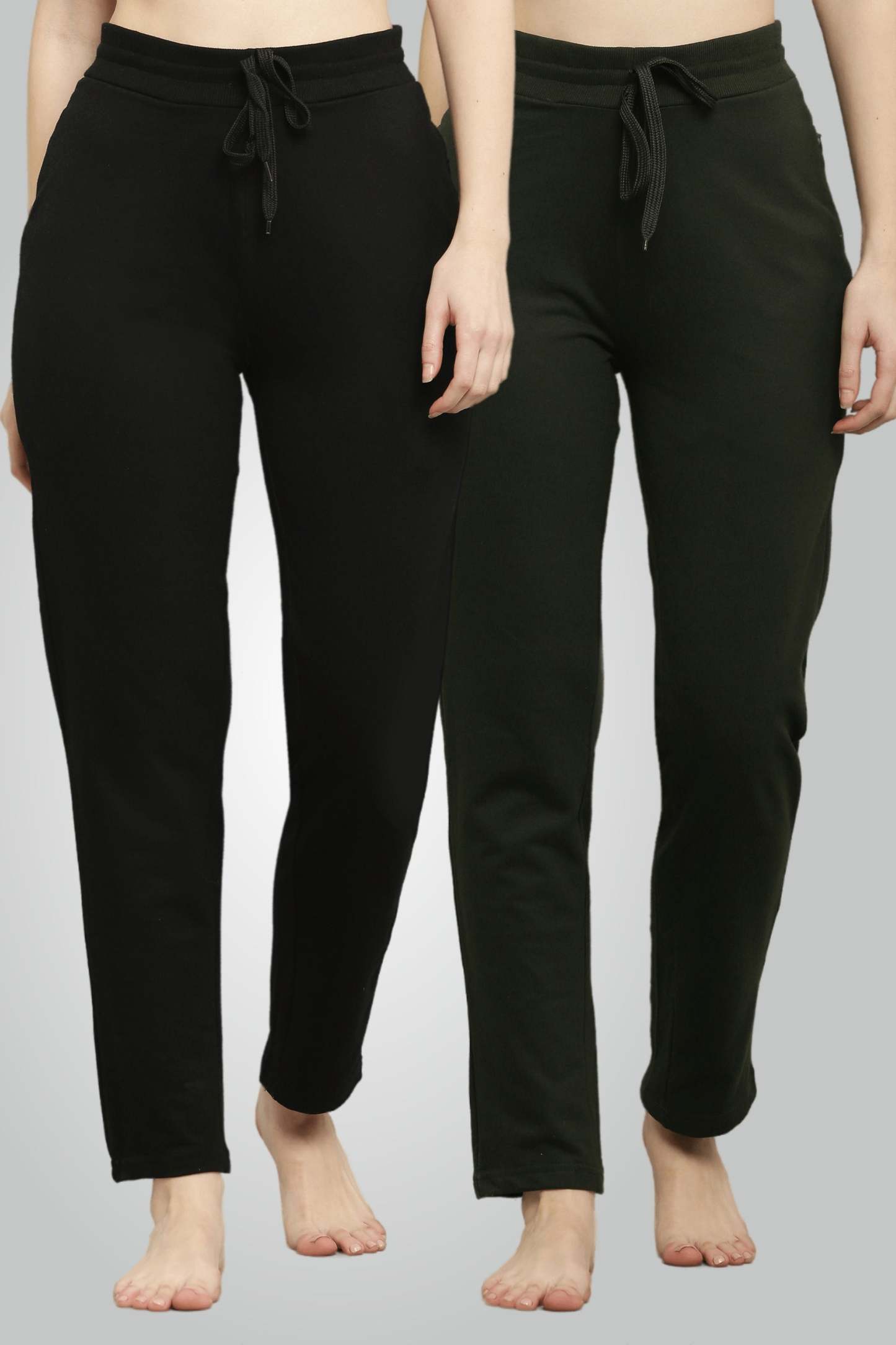 Fekete-olívazöld fésült pamut úszónadrág nőknek