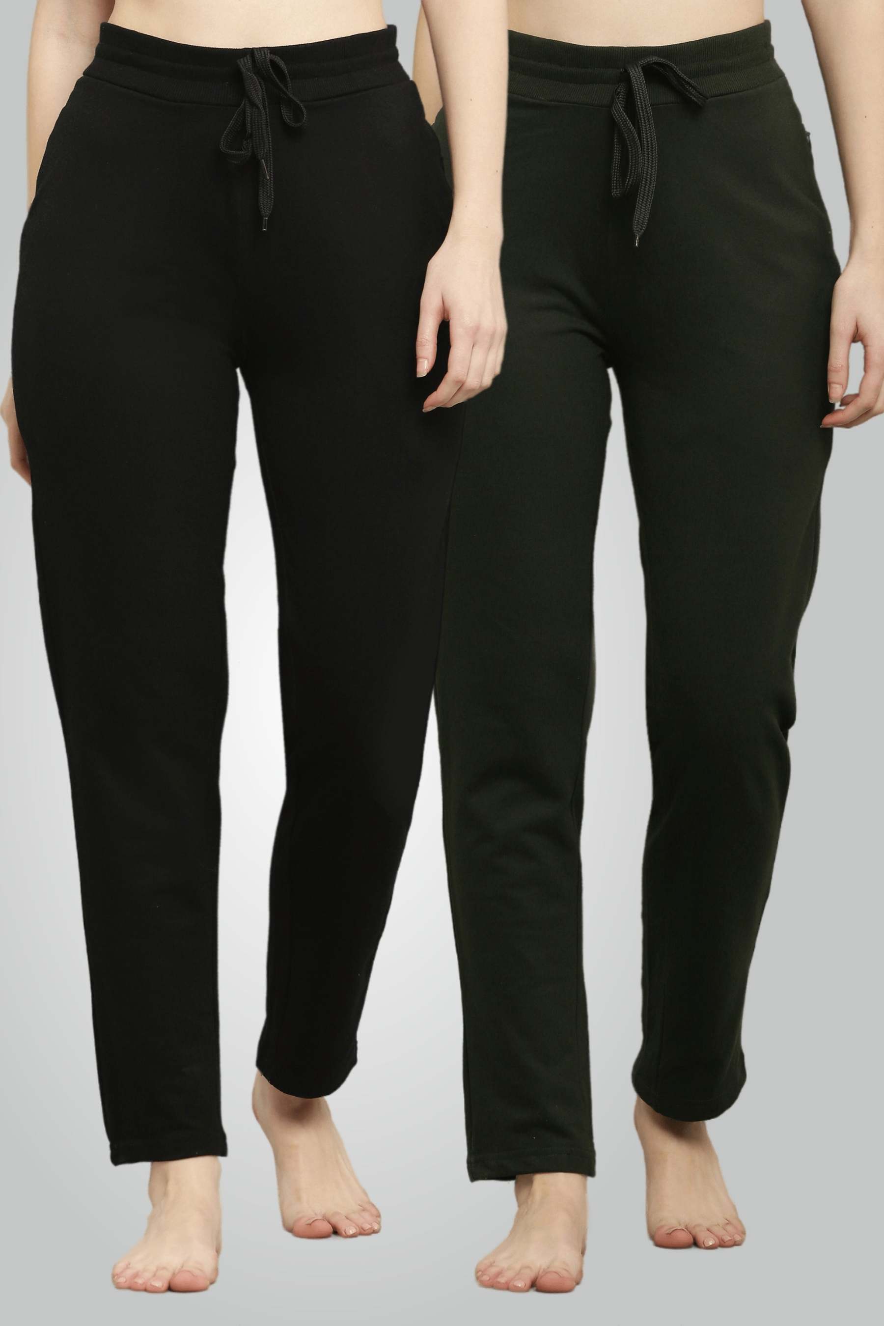 Fekete-olívazöld fésült pamut úszónadrág nőknek