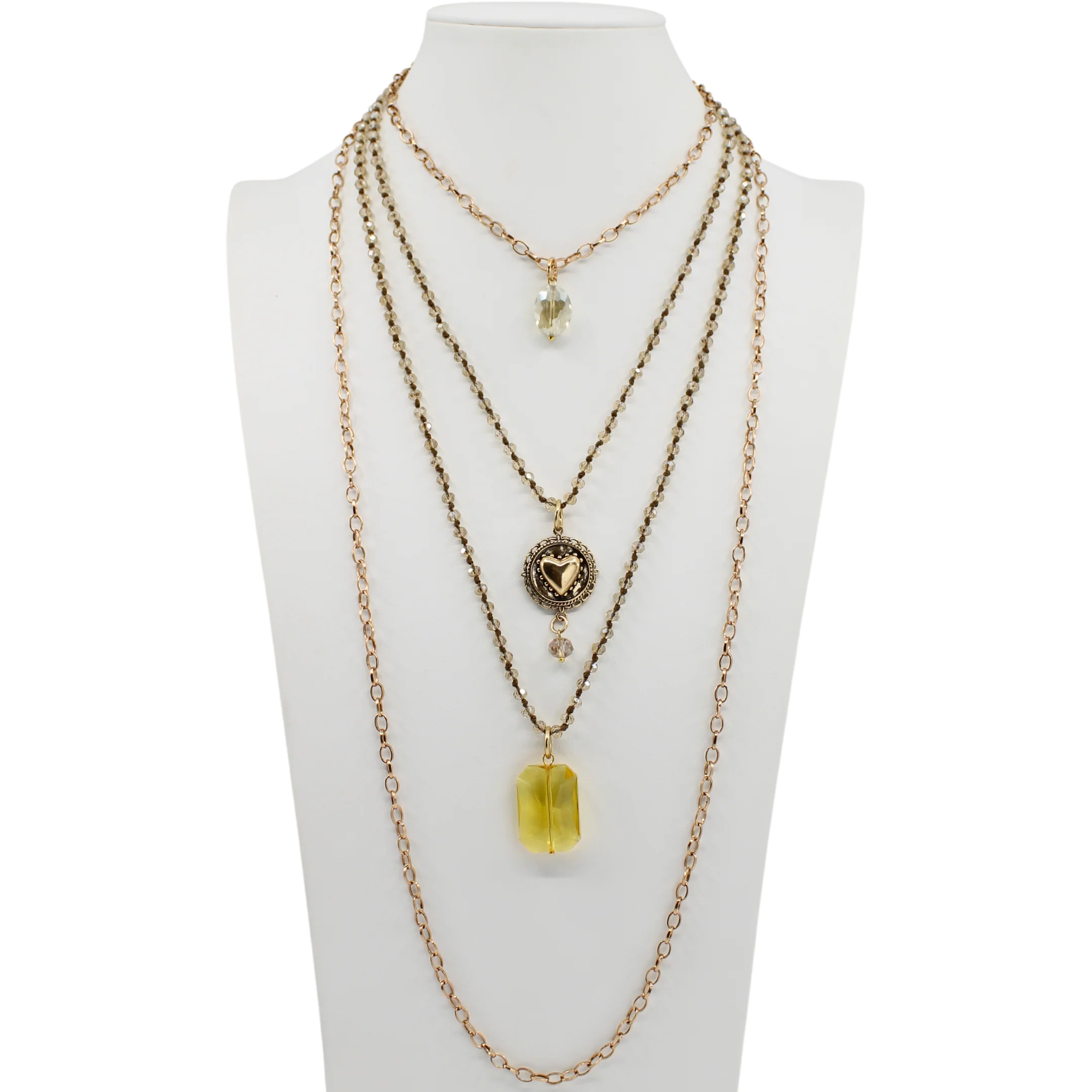 Set di collane con cuore e pietre preziose