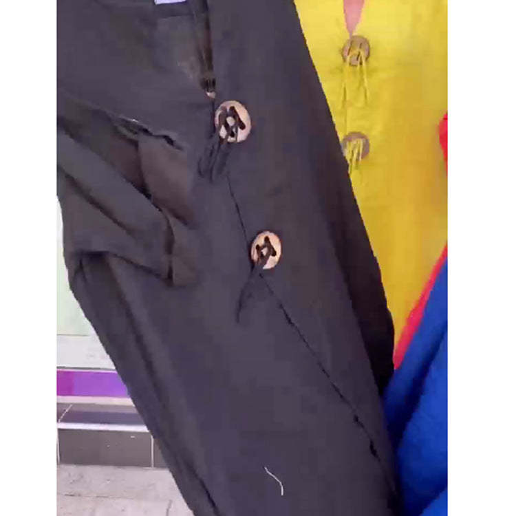 Lezser V-nyakú pamut és lenvászon ruha