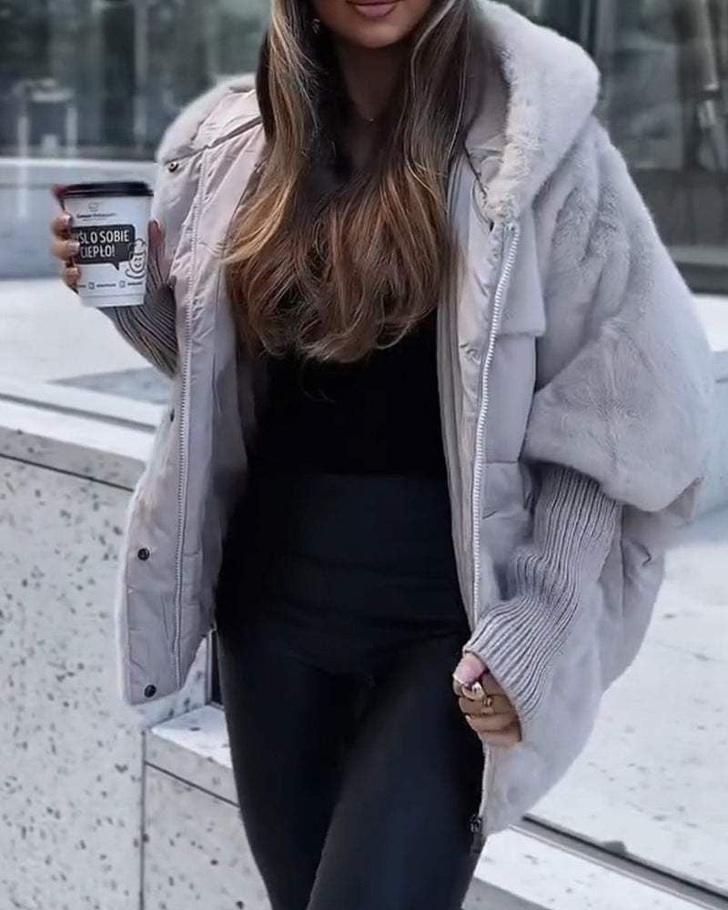 Női bársony kapucnis elegáns kabát