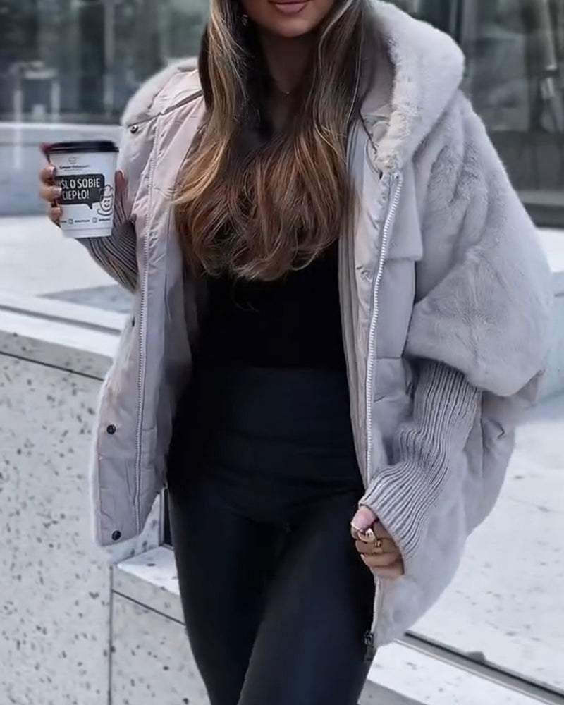 Női bársony kapucnis elegáns kabát