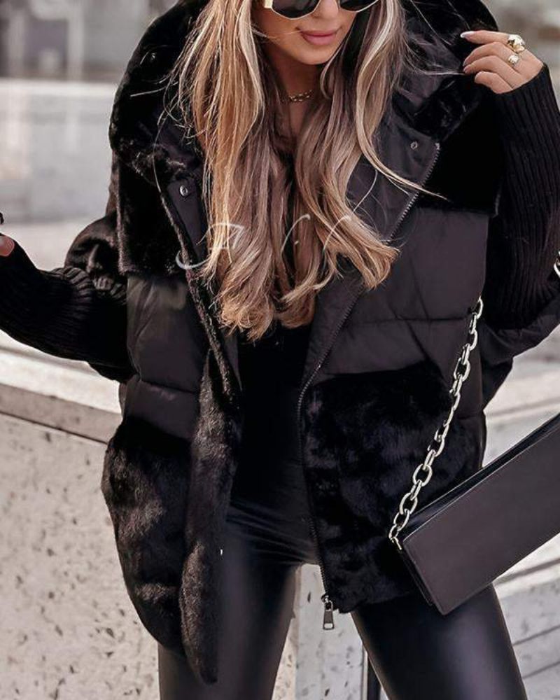 Női bársony kapucnis elegáns kabát