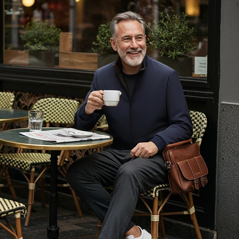 Férfi egyszínű, cipzáras, meleg kabát -💪Ránctalan, szélálló, esőálló és hóálló!