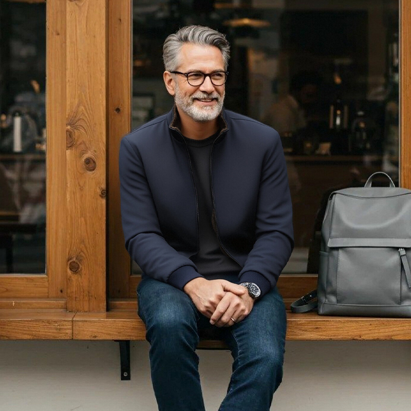 Férfi egyszínű, cipzáras, meleg kabát -💪Ránctalan, szélálló, esőálló és hóálló!