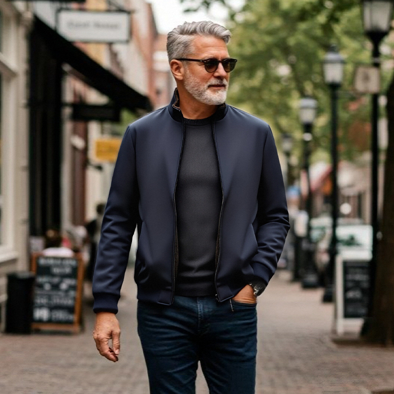 Férfi egyszínű, cipzáras, meleg kabát -💪Ránctalan, szélálló, esőálló és hóálló!