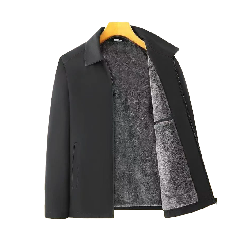 Férfi egyszínű, cipzáras, meleg kabát -💪Ránctalan, szélálló, esőálló és hóálló!