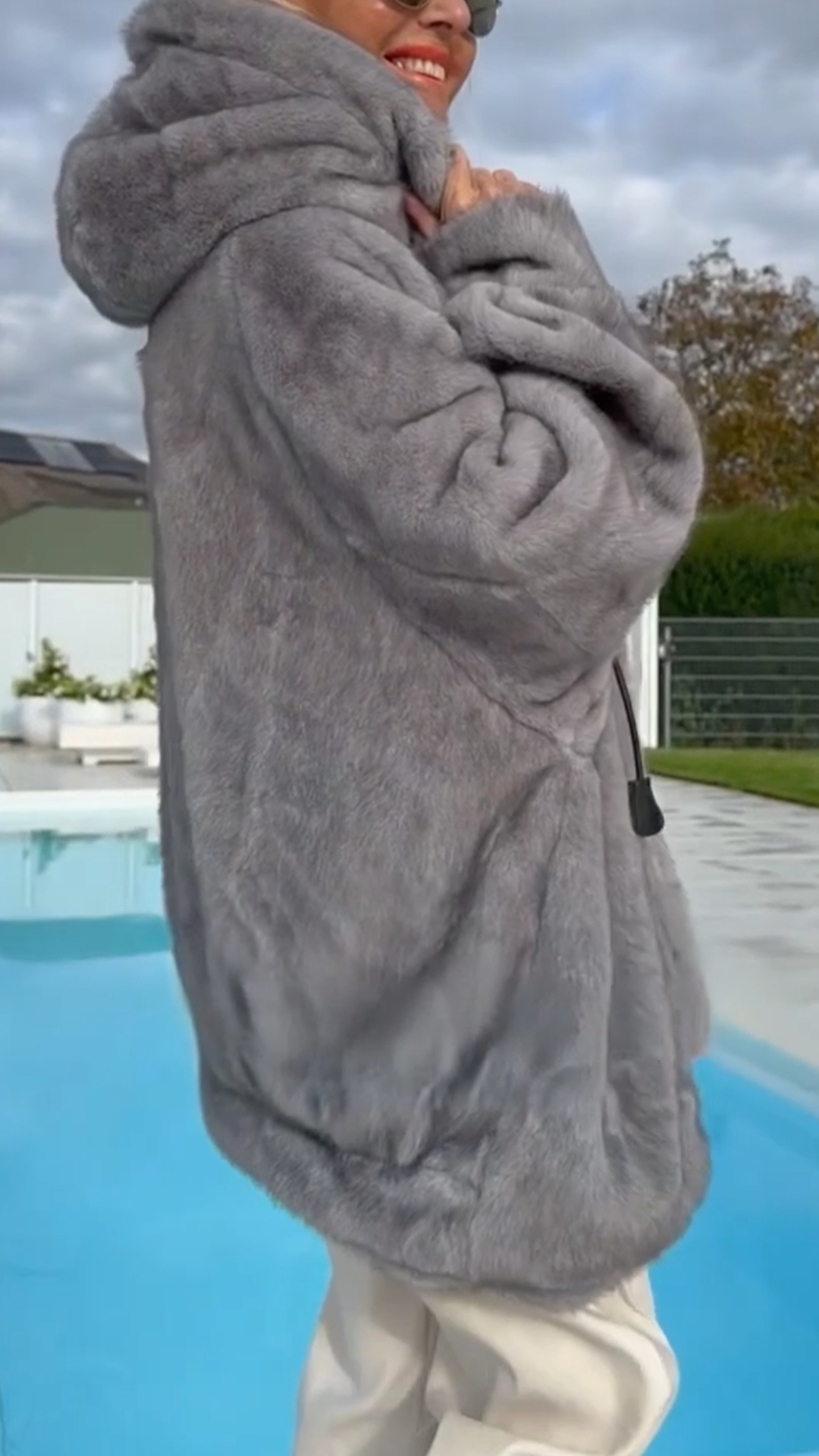 Női kapucnis alkalmi plüss kabát