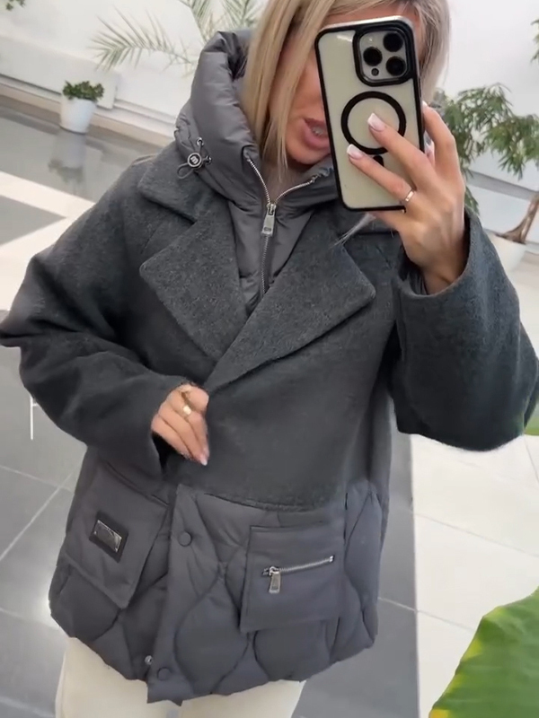 Női hajtókás, hamis kétrészes alkalmi kabát