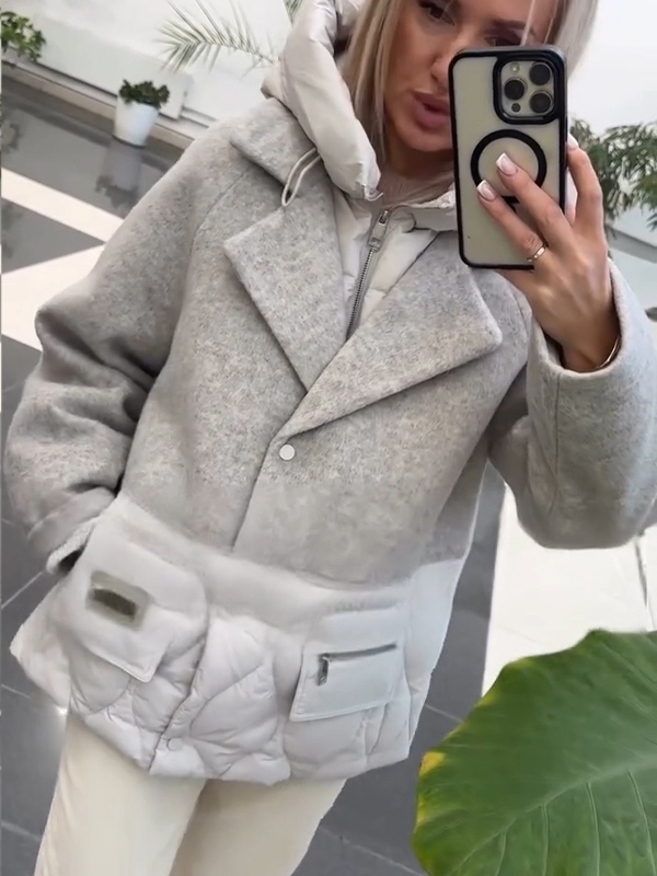 Női hajtókás, hamis kétrészes alkalmi kabát