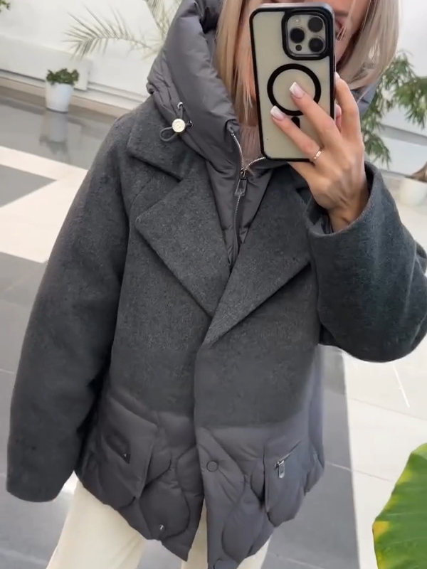 Női hajtókás, hamis kétrészes alkalmi kabát