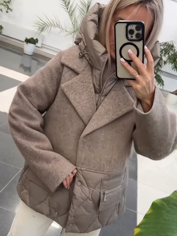 Női hajtókás, hamis kétrészes alkalmi kabát