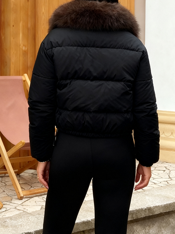 Női műszőrme gallérral, vízálló bársonykabát