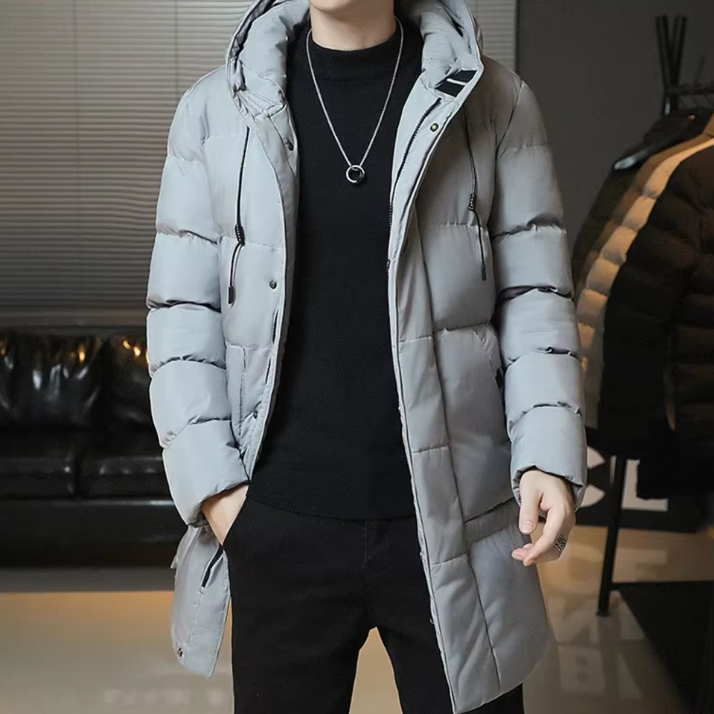 Férfi alkalmi, meleg, hosszú téli kabát