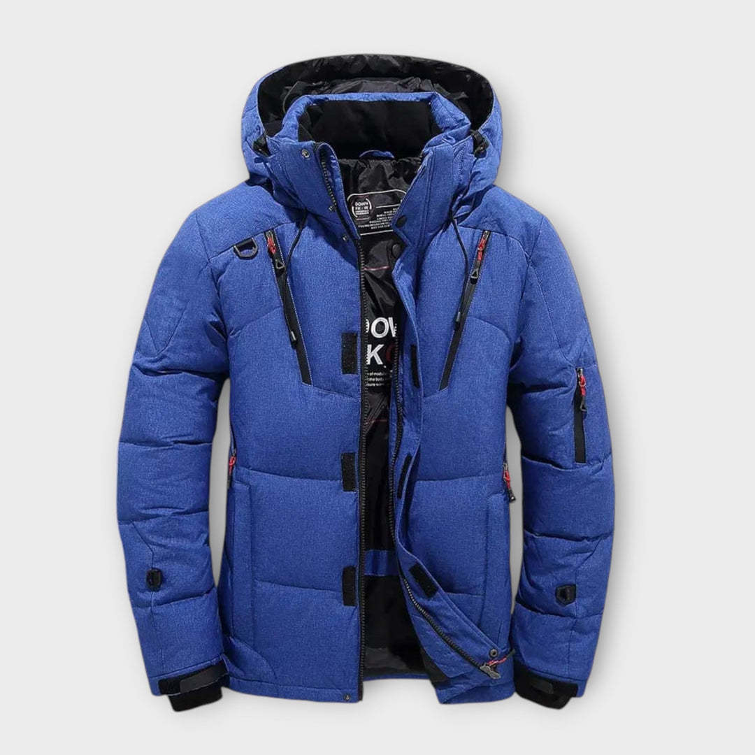 Férfi cipzáras kapucnis kültéri pehelykabát