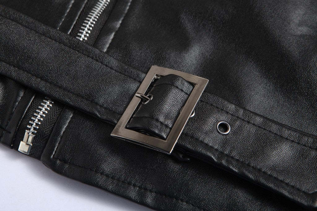 Férfi alkalmi cipzáras bőrkabát