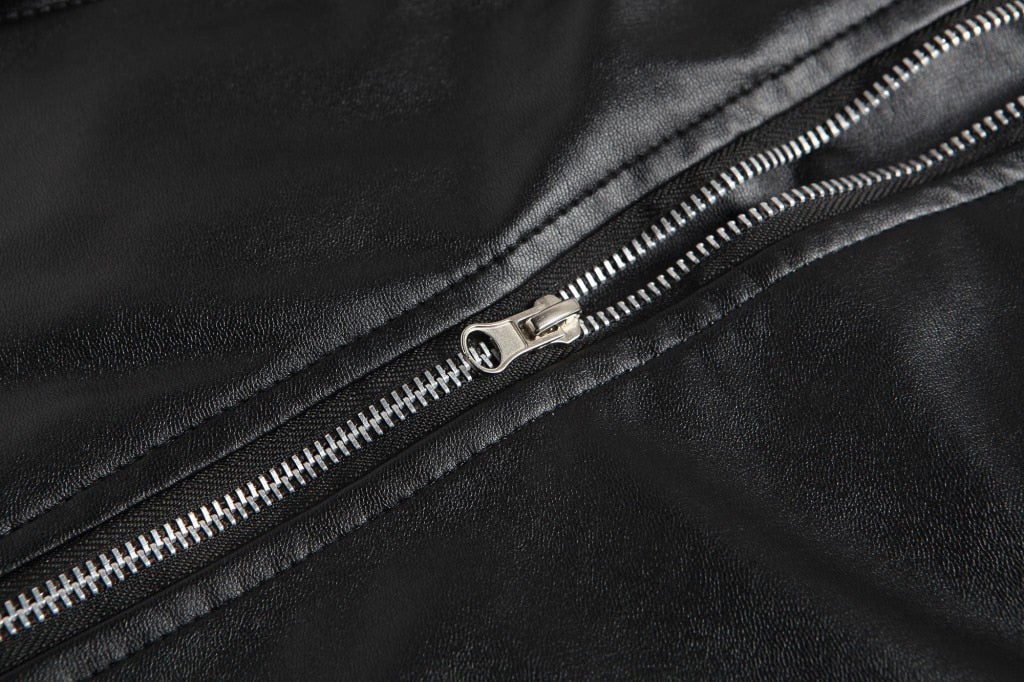 Férfi alkalmi cipzáras bőrkabát