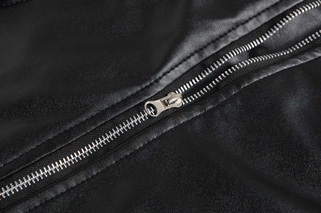 Férfi alkalmi cipzáras bőrkabát