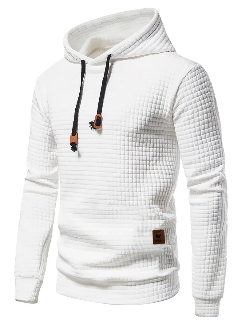 Férfi gofrimintás kapucnis pulóver