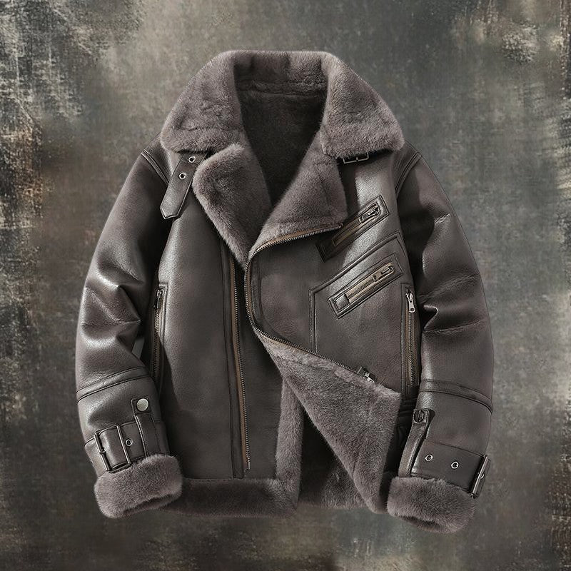 Férfi meleg bőrkabát