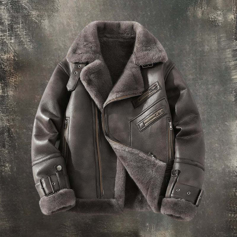 Férfi meleg bőrkabát