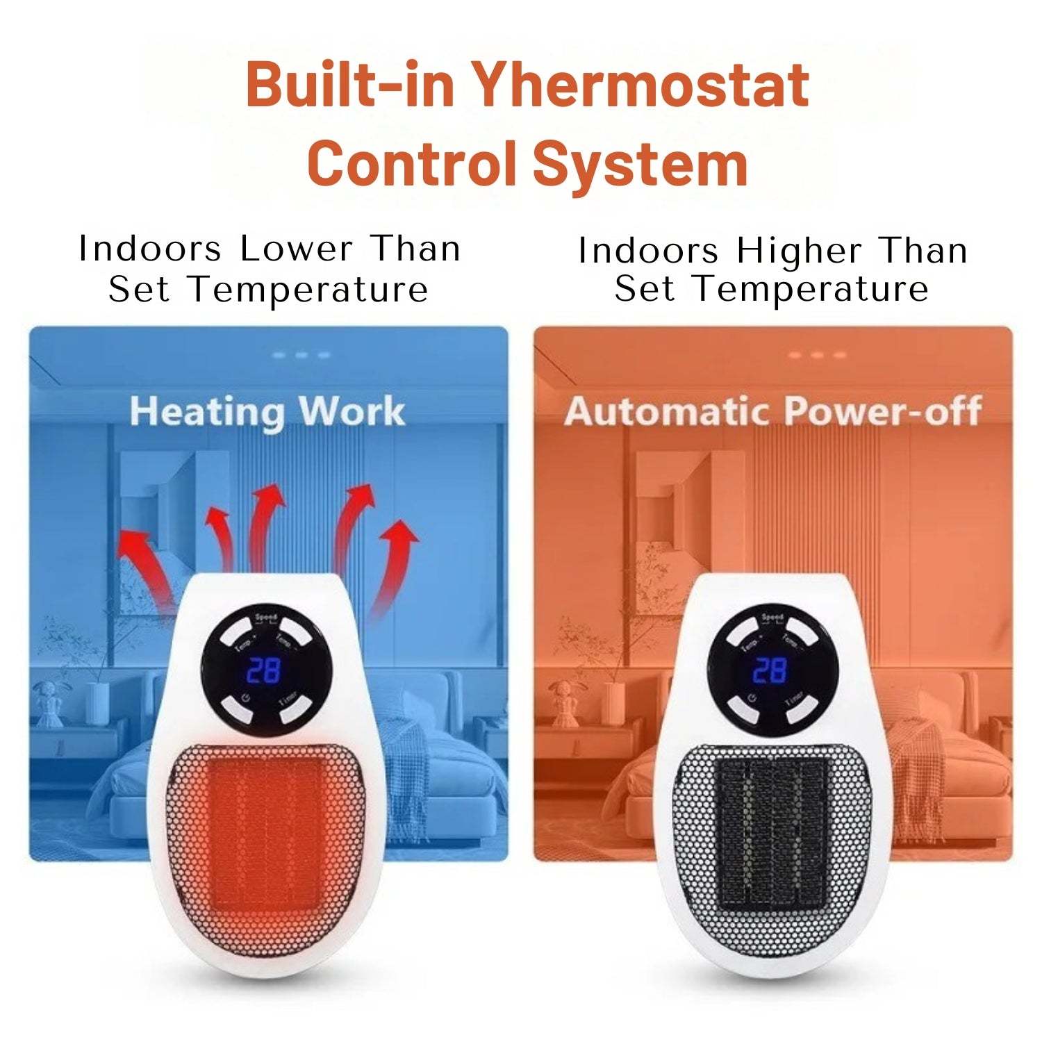 Távirányítású, európai stílusú, konnektorba dugható elektromos fűtőberendezés