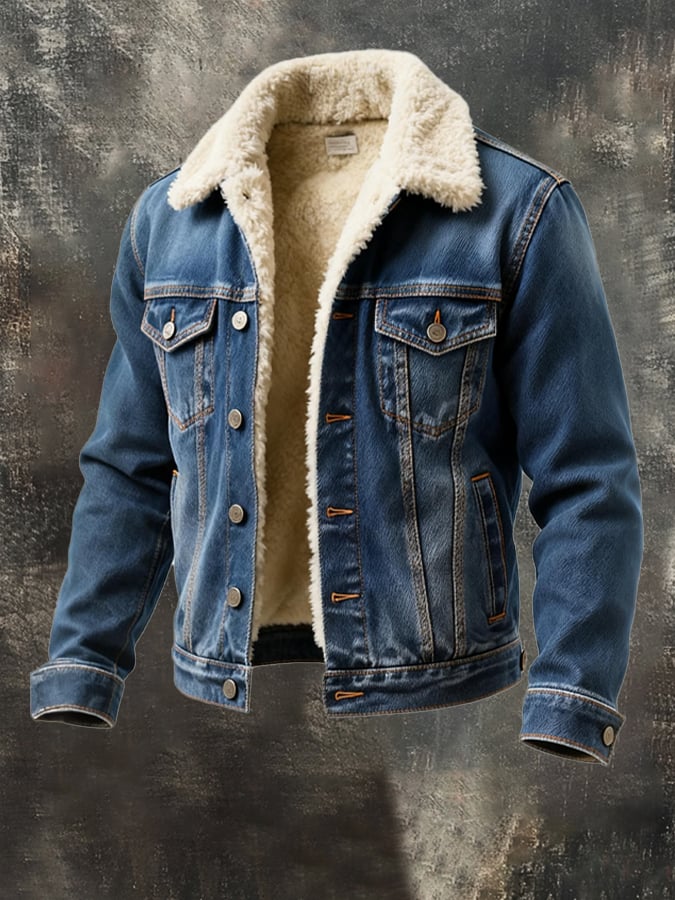 Férfi téli farmerdzseki polár béléssel