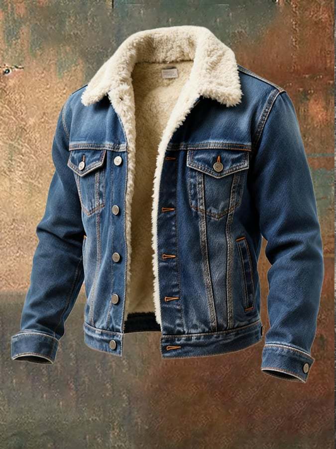 Férfi téli farmerdzseki polár béléssel