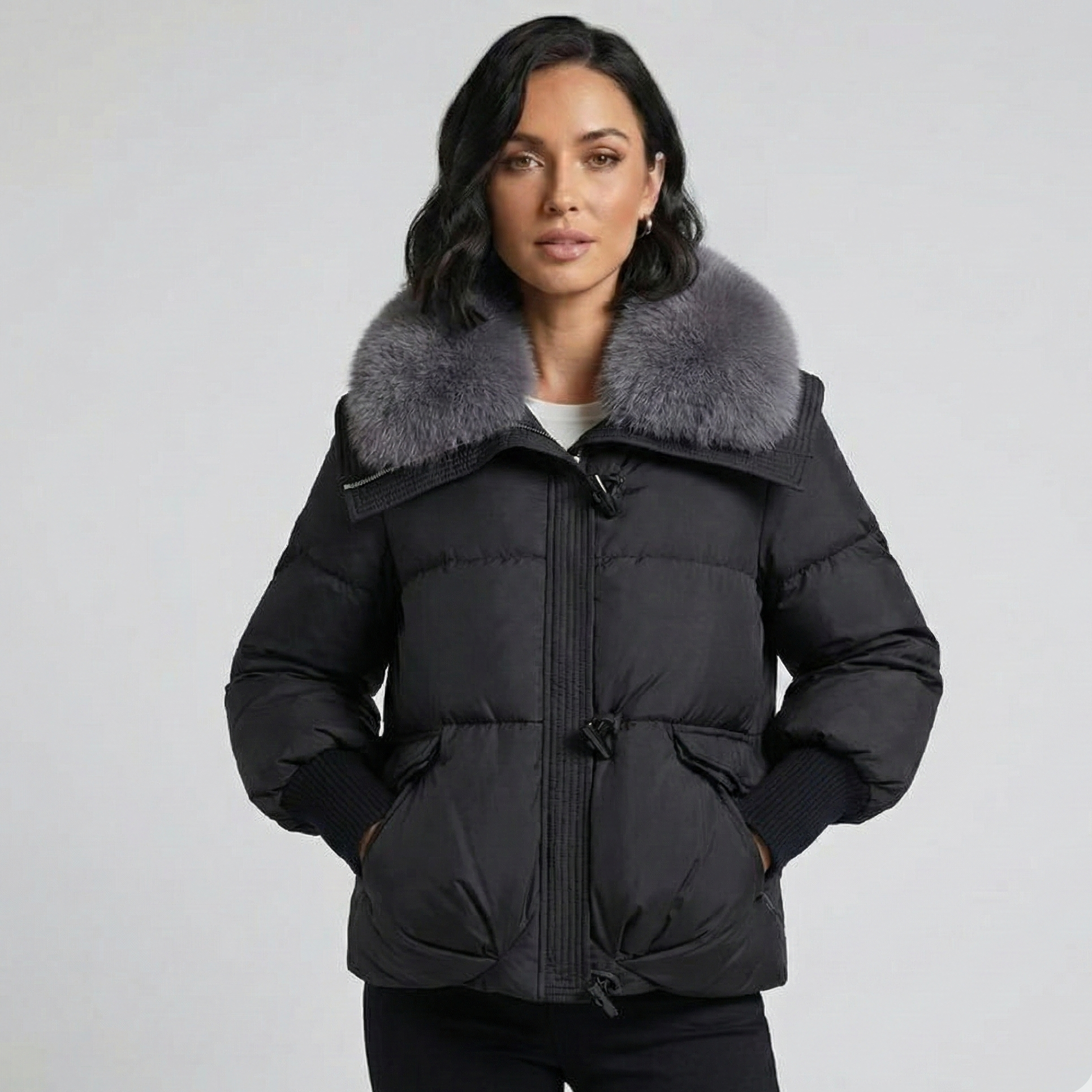 Női polárgalléros bársony kabát