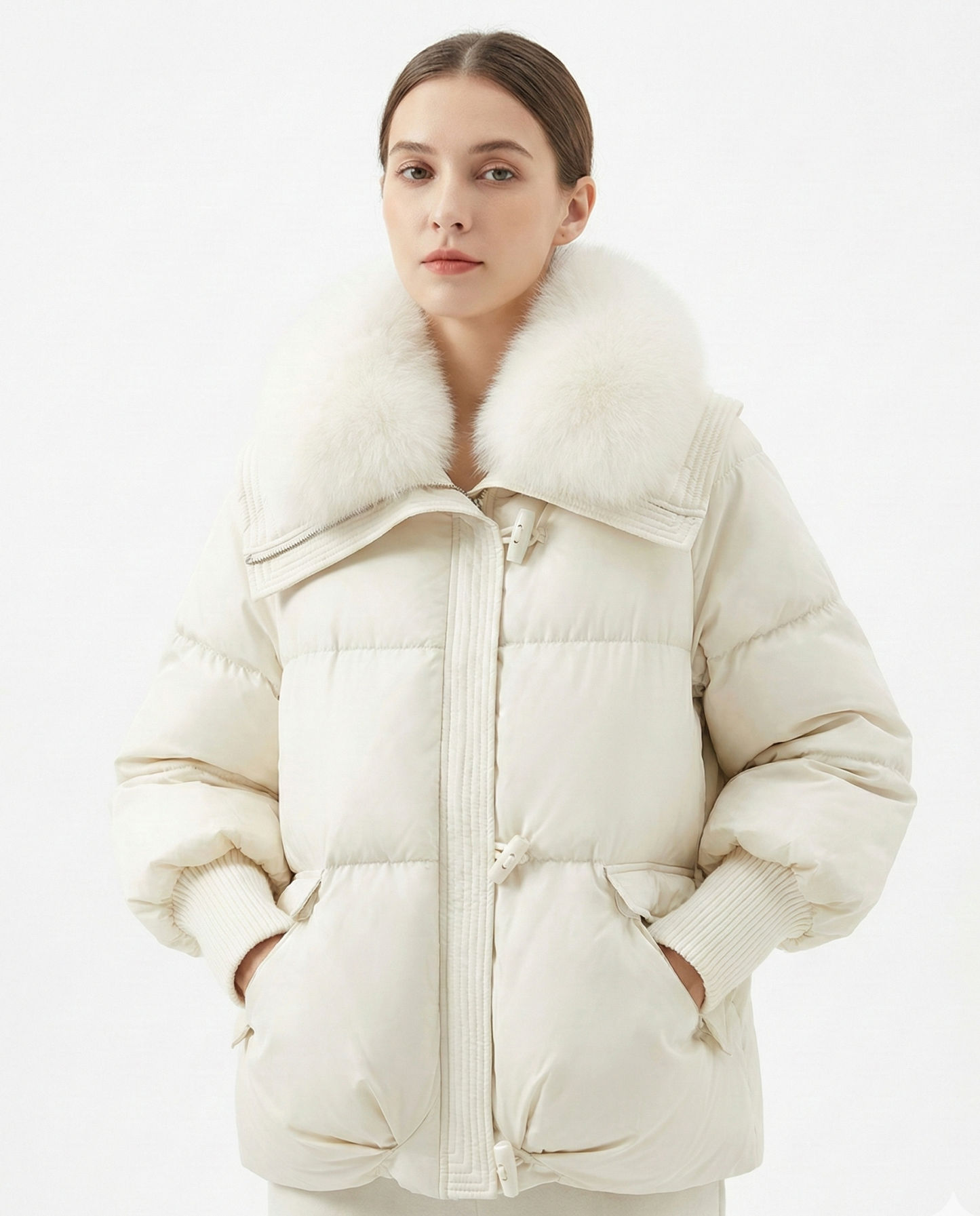 Női polárgalléros bársony kabát