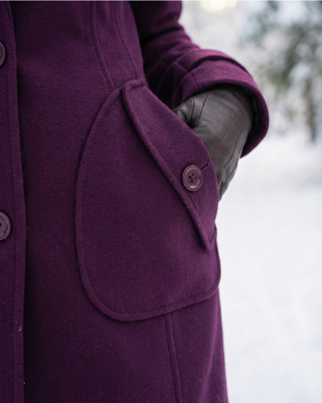 Női dupla soros, kockás, kapucnis gyapjúkabát