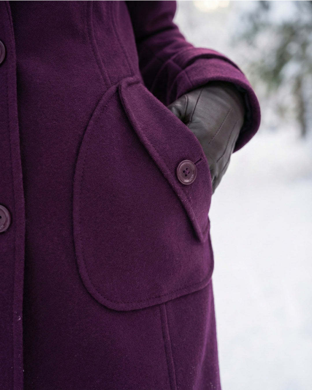 Női dupla soros, kockás, kapucnis gyapjúkabát