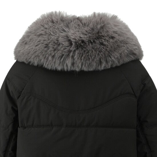 Női divatos pehelykabát szőrmegallérral