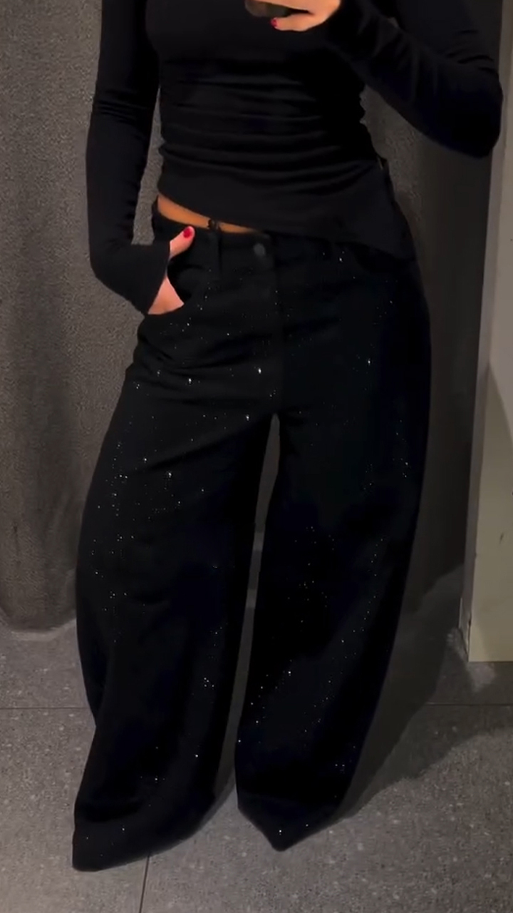 Női forró strasszos bélyegzős csillogó alkalmi farmer