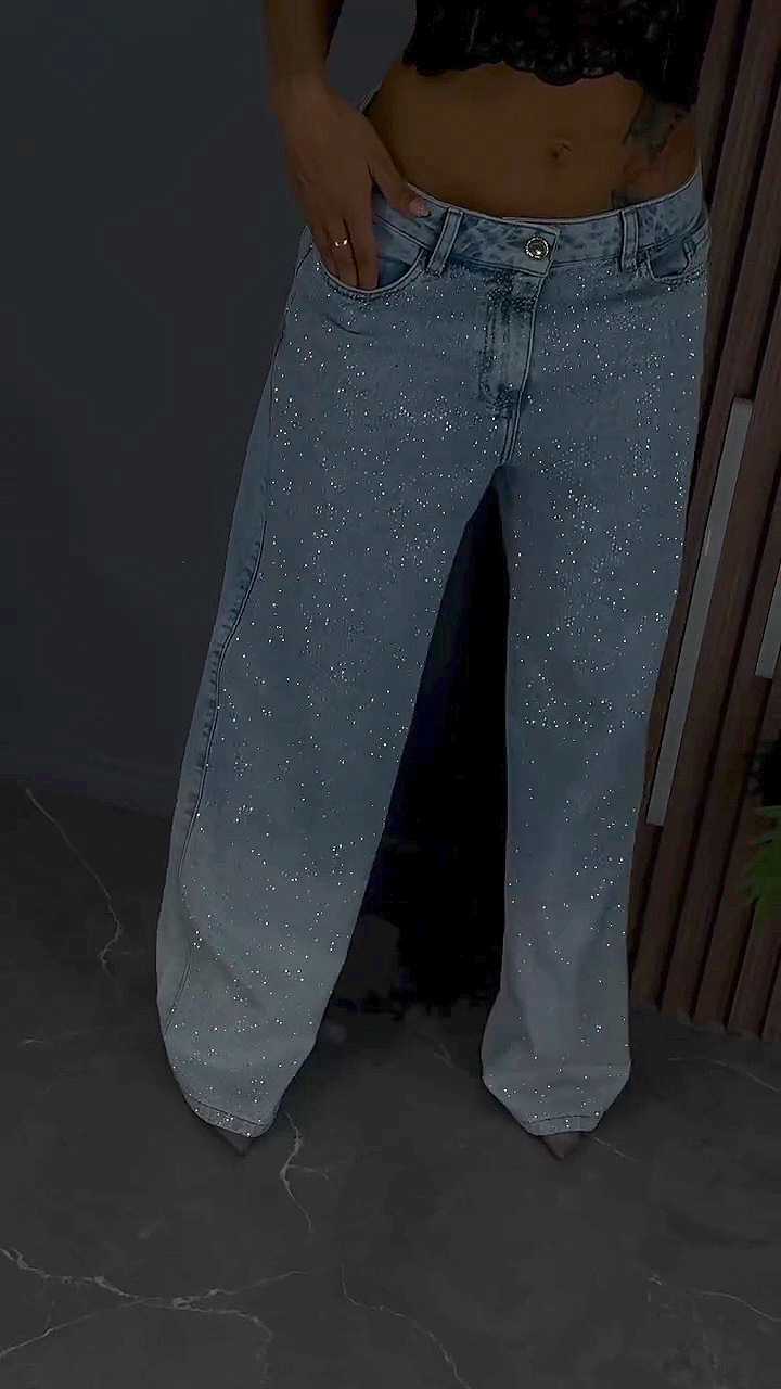 Női színátmenetes, forró gyémánt mintás, lezser farmernadrág